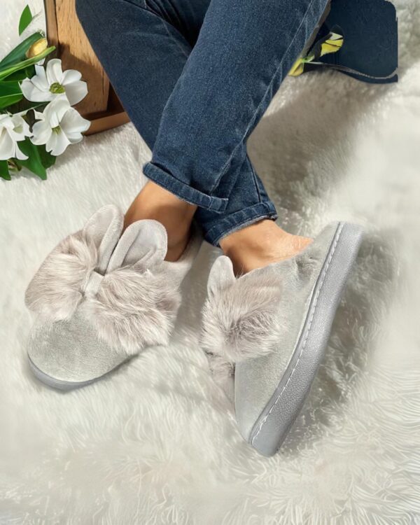 PANTUFLAS CONEJITAS MOÑITO POMPOM