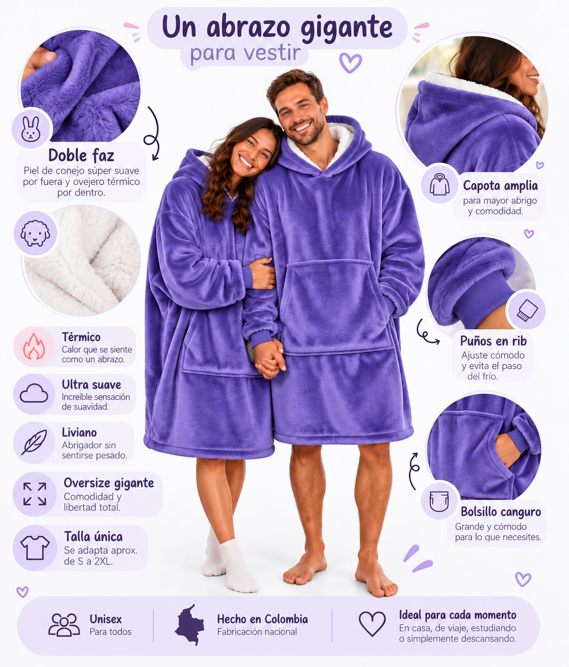 MaxiSaco Morado – Buzo Cobija Unisex - Imagen 3